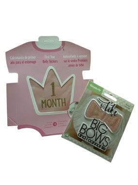 Baby Monthly Belly Stickers and Pink Glitter Big Bow Patch